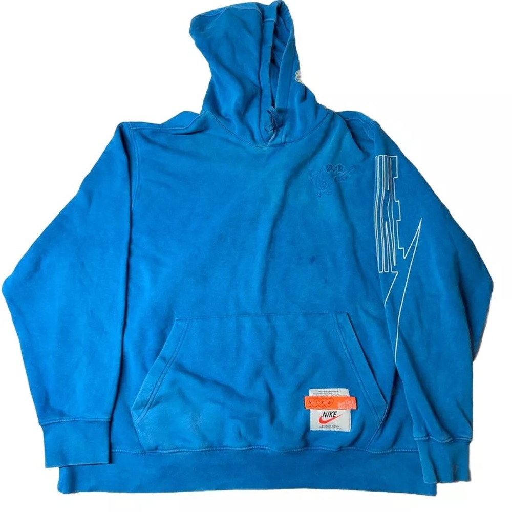 Men’s XXL X Large Nike Sportswear Club Fleece Drip Pullover Hoodie Blue Graphic